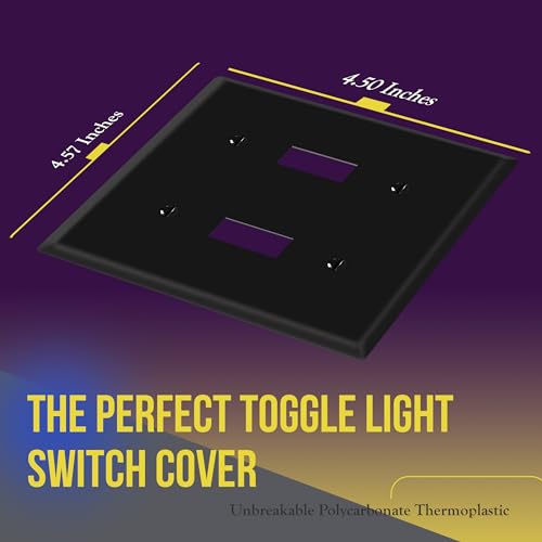 ENERLITES Double Toggle Light Switch Cover Plate, 2-Gang, 1 Pack, Black - color: Black, size: Screw