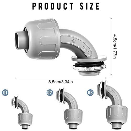 Yaomiao 50 Pcs 1/2 in Liquid Tight Connectors, 90 Degree PVC, 50 Pcs