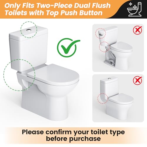 2-Inch Dual Flush Valve Replacement Kit for 2-Piece Toilets, Toilet Repair Kit Inside Tank with Push Button, Gasket & Bolts,Compatible with Glacier Bay, American Standard, and Toto - size: 2 Inch