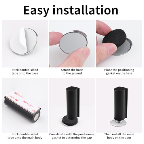 Magnetic Door Stoppers Black WYGWP Stainless Steel No Drilling Wedge Stops Heavy Duty Catch Holder to Keep Doors Open - color: Black Door Stop