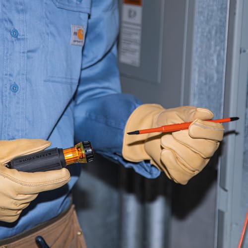 Klein Tools 32288 Insulated Screwdriver, 8-in-1 Screwdriver Set with Interchangeable Blades, 3 Phillips, 3 Slotted and 2 Square Tips - size: 8-in-1 Standard