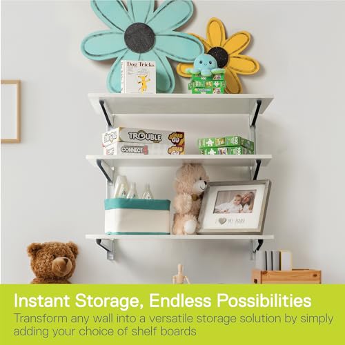 Delta Minimalistic White Shelf Brackets Cycle, Set of 6 Fully Adjustable 12-inch Heavy Duty Shelf Brackets, Holds Up to 480 lbs, Modern Shelf Bracket for Wood Shelves - style: 12" White 3-Tier Heavy Duty Rack