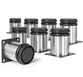2.5 Inch Metal Furniture Legs - Stainless Steel, Adjustable, Silver, Round, Cabinet Legs for Coffee Table, Cabinet, Desk, Sofa, Shelves - Pack of 8 - color: Silver, size: 2.5"