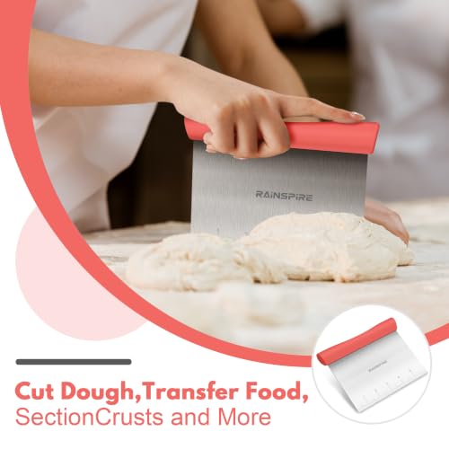 Multi-Purpose Stainless Steel Bench Scraper Dough Blender & Pastry Cutter - color: Coral