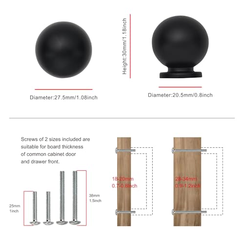 AVICCI 10 Pack Cabinet Knobs Matte Black Heavy Duty Solid Cabinet Handles cabinets Dressers Kitchens Handles Bathroom cabinets Cabinet pulls - color: Matte Black, size: Knob-10Pcs