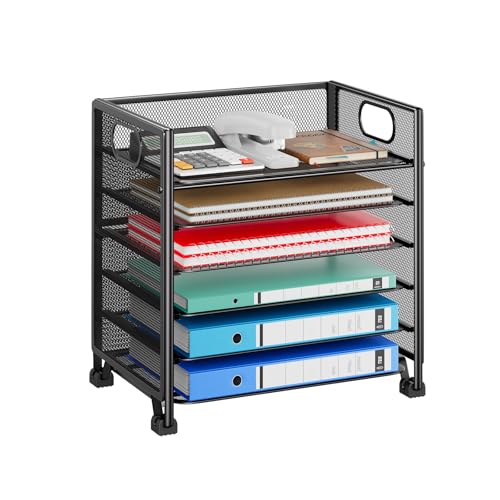 Simple Trending 6-Tier Paper Tray Organizer, File Organizer for Desk, Black - size: 13" x 8.8" x 14.6"
