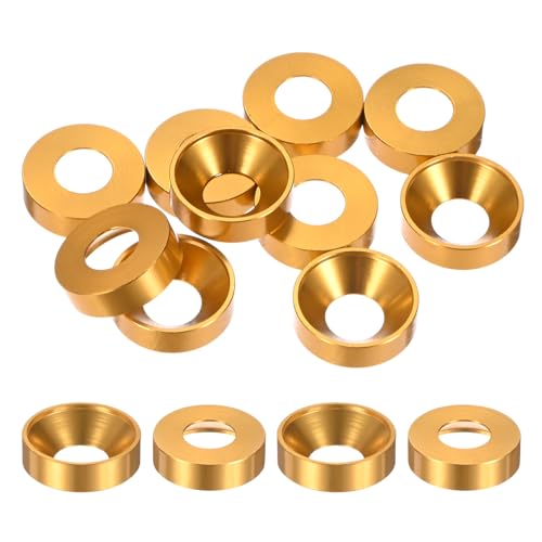 M METERXITY 10-Pack M8 Countersunk Finish Washers, Hole Dia 0.31"/8mm Alloy Aluminum Finish Cup Washer Screw Head Gasket for Industrial/Screw RC/Car/Motorcycle/Mechanical Parts [Golden] - color: Golden