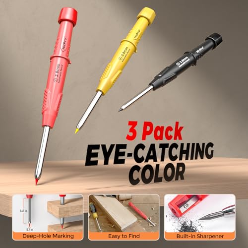 Nicpro 36PCS CP3000 Mechanical Carpenter Pencil Set with Sharpener & Sheath - size: 30 Pack