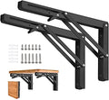 Folding Shelf Brackets - 12 Inch 2 Pcs Heavy Duty Shelf Brackets, Collapsible Shelf Bracket, DIY Wall Mounted Foldable Shelf, Table Brackets, Space Saving with Screws - size: 12 Inch- 2 Packs
