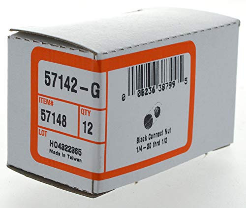 Hillman Joint Connector Nuts, 1/4-20 x 1/2in, 12 Pack, Black