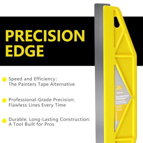 12-Inch Paint Edger & Trim Guard, Stainless Steel Straight Edge Tool - color: Yellow