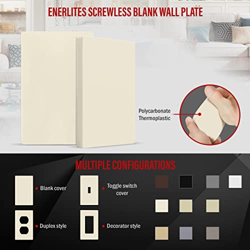 ENERLITES Screwless Blank Outlet Covers Wall Plate, 1 Pack, Light Almond - color: Light Almond, size: Screwless
