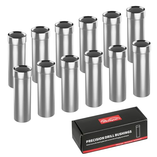 3/8" Extra-Deep Drill Bushings – Hardened Steel Guide Sleeves for DIY Dowel Jigs, Precision Drill Guides for Woodworking (12 Pack)