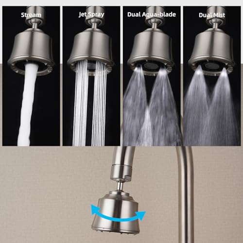 Faucet Aerator 4 Modes, 360° Swivel Faucet Sprayer Head, Brushed Nickel - color: Brushed Nickel, style: 2 Swivel Joints