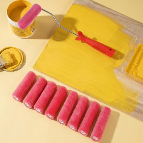 4 Inch Mohair Paint Roller Covers, 16Pcs Paint Roller Covers with Frame Kit