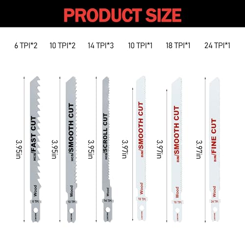 A14AK10 for Ryobi Jig Saw Blades Assortment, T-Shank Metal/Wood Cutting
