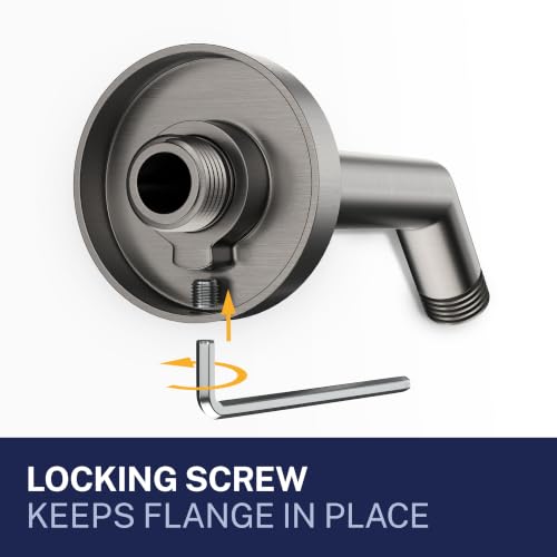 HammerHead® Solid Metal Shower Arm and Flange - 7.5 Inch 304 Stainless Steel Extension Pipe - Universal Shower Head Arm with Flange and Locking Screw, Gray - color: HammerHead Gray