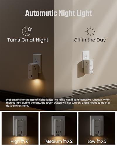 SUPERDANNY Rotating Wall Outlet Extender, 3 AC 3 USB, 20W USB-C