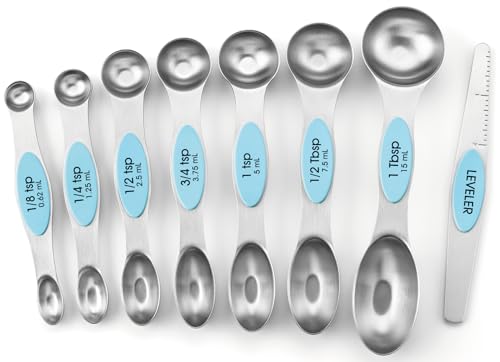 Spring Chef Stainless Steel Magnetic Measuring Spoons Set of 8, Aqua Sky - color: Blue (Aqua Sky), size: 1-Pack