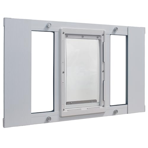 Ideal Pet Products Aluminum Sash Window Pet Door - size: 7" x 11-1/4" Medium Flap Size, style: Window Width: 27" - 32"