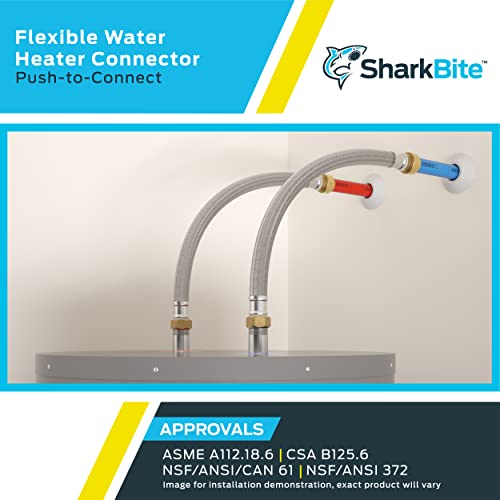 SharkBite 3/4 Inch x 3/4 Inch FIP x 18 Inch Stainless Steel Braided Flexible Water Heater Connector, Push To Connect Brass Plumbing Fitting, PEX Pipe, Copper, CPVC, PE-RT, HDPE, U3088FLEX18LF - size: 18 in, style: SharkBite