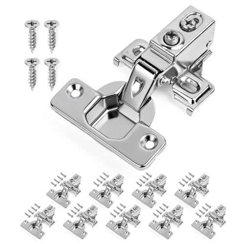Mousike 10 Pack (5 Pair) Soft Close Cabinet Hinges, 1/2 Overlay Soft Close Hinges for Kitchen Cabinet, Stainless Steel, Built-in Damper, 100 Degree Opening Angle, 6 Way Adjustment - color: Silver, size: 10 Pack