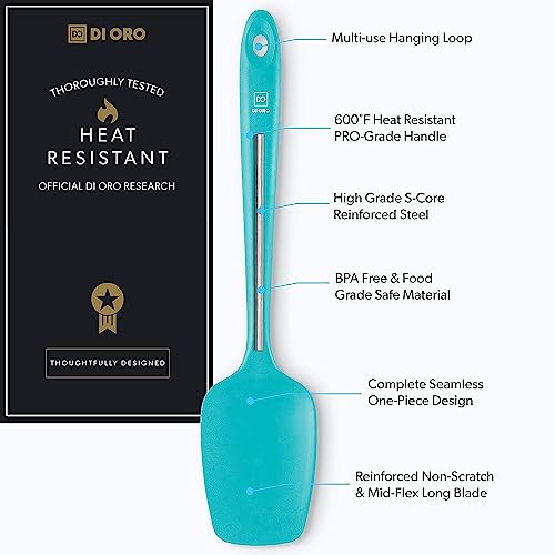 DI ORO Silicone Spoonula - Spoon Spatula, 600F Heat Resistant, Teal - color: Teal