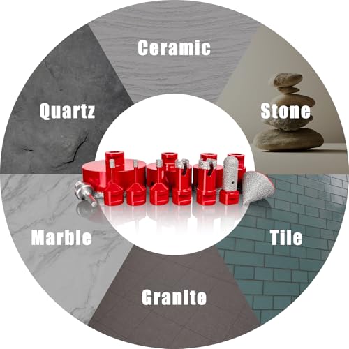 Diamond Hole Saw Kit, Vacuum Brazed Tile Hole Saw Kit (1/4"-4") - size: 6/6/8/19/25/35/50/75/102MM/2"/20MM