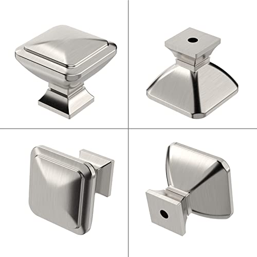 9BUILD 10 Pack Brushed Nickel Cabinet Knobs,Solid Square Drawer Pulls - color: Brushed Satin Nickel, size: 1.2"/30MM