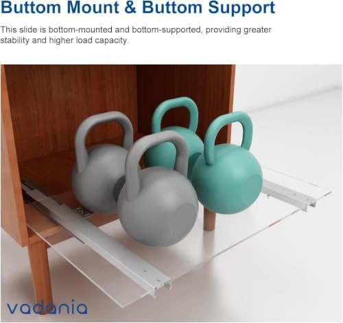 VADANIA #BF54 20" Undermount Drawer Slide, Push to Open - size: 20 Inch, style: Push to Open