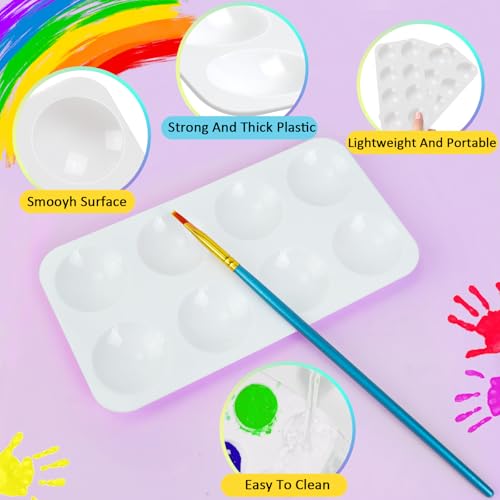 3 PCS Rectangular Paint Tray Palettes for Kids,Plastic Paint with 8 Wells - color: 3pcs White