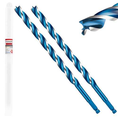 2-Pack 1/2" x 9" Wood Auger Drill Bit Set – Heavy Duty High Carbon Steel Auger Bits for Wood, Hex Shank Spiral Drill Bit for Deep and Clean Hole Drilling - size: 1/2" x 9"