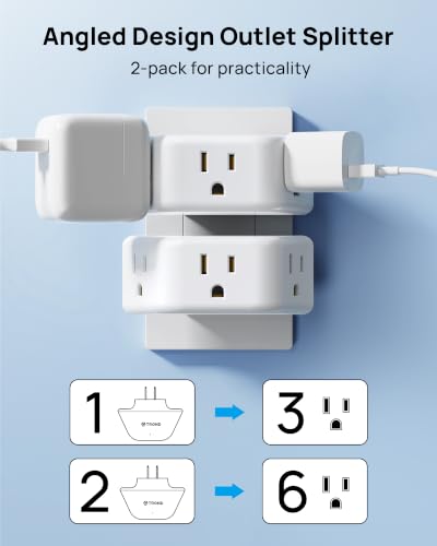 TROND 2 Prong to 3 Prong Outlet Adapter with 360 Rotating Plug 2 Pack - color: White, size: 3AC-2 Prong (Rotating Plug), 2 Pack