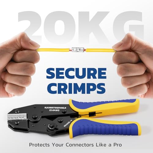 haisstronica Crimping Tool for Non-Insulated Terminals, AWG 22-8, HS-7327