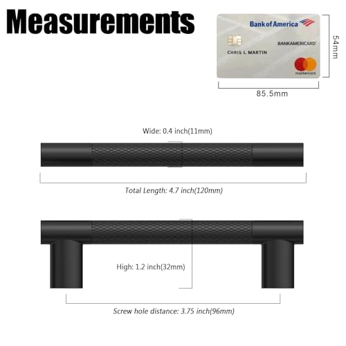 Matte Black Knurled Cabinet Handles Kitchen Pulls 3.75 Inch 10 Pack - color: Matte Black, size: 3.75" Hole Center