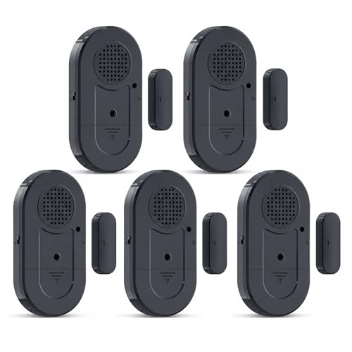 Sanjie Door Window Alarm Sensors, 5 Pack, 125dB, Volume Control - color: Grey