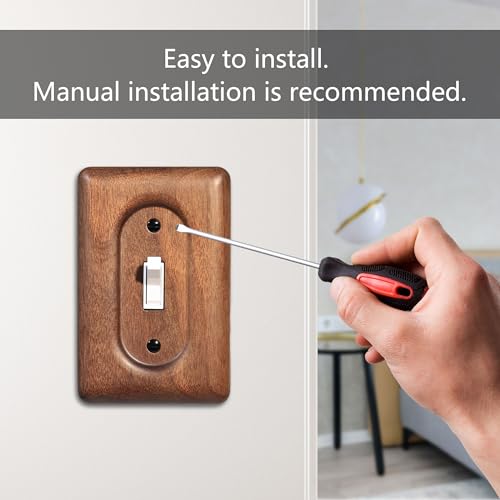 Solid Walnut Light Switch Cover Decorative Single Toggle Wall Plate for Rustic Contemporary Interiors (Pack of 2) - color: Walnut wood, size: Single Toggle (Pack of 2)