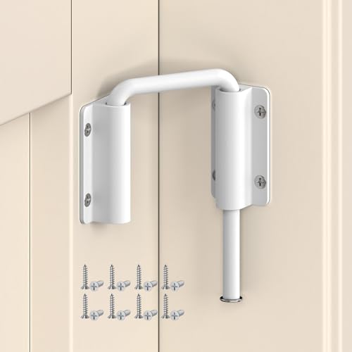 Upgraded Sliding Door Loop Lock, Gate Latches, White - color: White-1PC