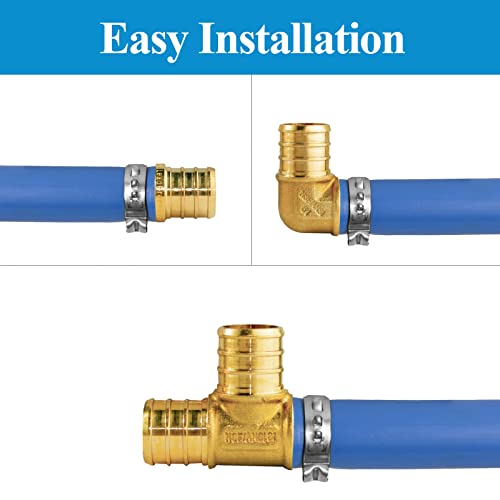 WiseWater 36 Pcs Pex Fittings, 1/2 inch T PEX Tee(12PCS) & 90 Degree Elbow & Straight Coupling, Brass Barb Crimp Pipe Fitting for Pex Pipe(Pack of 36), UPC Certified - size: ZH61902(1/2" PEX FITTINGS 36pk)