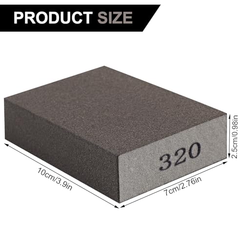 Romeda 8-Pack Sandpaper Block, 320 Grits Washable and Reusable Handmade Sanding Sponge, Drywall Sandpaper Blocks for Wooden Drywall Sheetrock and Metal Glazing - color: 320 Grits, size: 8-Pack