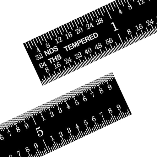 PEC Tools 6 inch Flexible Metal Ruler, Easy to Read Stainless Steel Ruler, High Contrast, 16R Graduation (1/32", 1/64", 1/50", 1/100"), Machinist Ruler with Black Chrome Finish, Made in USA - color: Black Chrome-Flexible, size: 6"