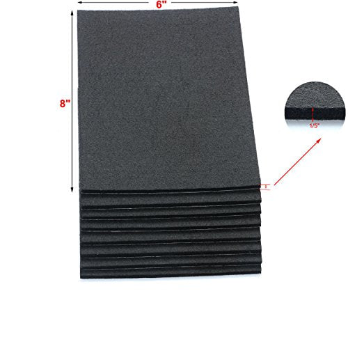 6" X 8" X 1/5" Thick Heavy Duty Felt Sheets - 8 Sheets (Black) - color: Black/8pcs
