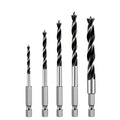Brad Point Drill Bit Set, 5PCS Wood Drill Bits 1/8"-5/16" with Quick Change Hex Shank - Wood Drill Bit Set Professional for Hardwood, Plywood, Plastic, Ideal for Carpentry, DIY & Woodworking Projects - size: 5pcs1/8-5/16