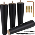 Airy Abode Premium Black Wood Furniture Legs (Full Install Kit) - Pick Your Size and Color - color: Black, size: 8 Inches