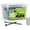 WELLOCKS #10 x 3 in Deck Screws, Green 300 PCS with T25 Bits - color: Green