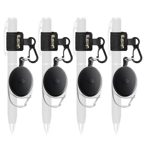 Likesing Retractable Pen Holder, 27.5" 4 Elastic Pen Leash Set(Black) - color: Black - 4 Retractable Cilp