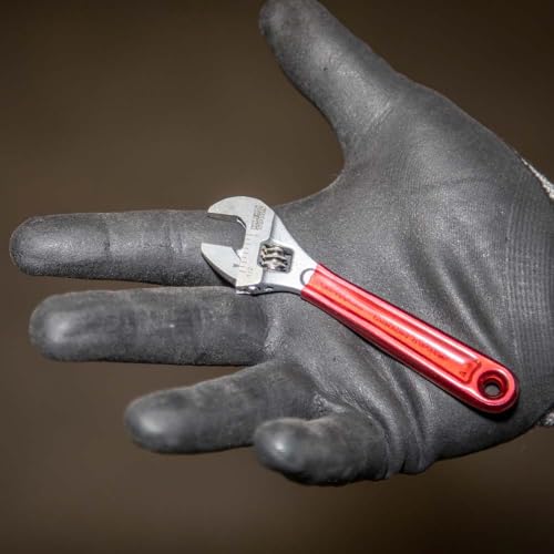 KLEIN TOOLS D506-4 Precision Adjustable Wrench, 4-Inch, Precision Machined, Small Adjustable Wrench, Ergonomic I-Beam Handle, Laser-Etched SAE and Metric Markings - style: Dipped Handle, 4-Inch