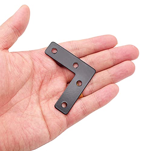 20 Pcs Black L-Shape Corner Brace, 90 Degree Angle Bracket, 50mmx50mm, Heavy Duty Corner Brace Joint Angle Shelf Bracket with Screws
