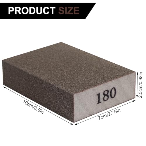 Romeda 8-Pack Sandpaper Block, 180 Grits Washable and Reusable Handmade Sanding Sponge, Drywall Sandpaper Blocks for Wooden Drywall Sheetrock and Metal Glazing - color: 180 Grits, size: 8-Pack