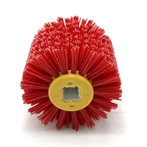 Signi Abrasive Nylon Drawing Wheel Drum Burnishing Brush for Wood polishing 1 Pack (60 Grrit, Red Color Nylon) - size: 60 Grit, Red